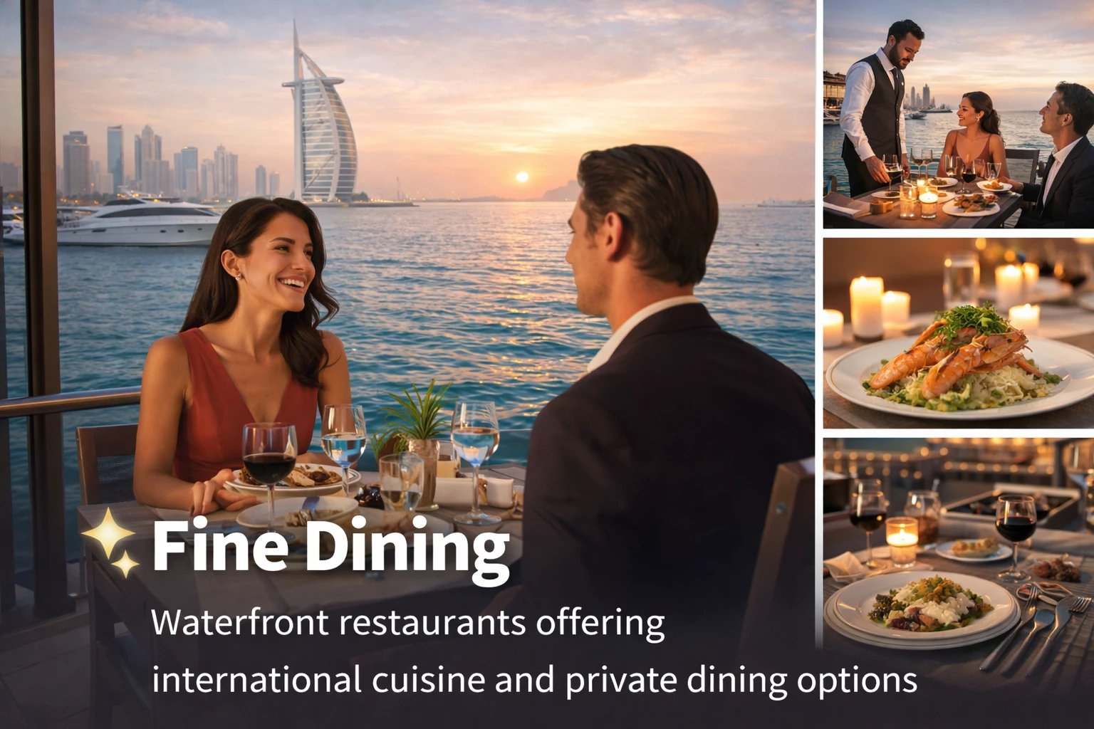 Fine dining waterfront restaurant with international cuisine
