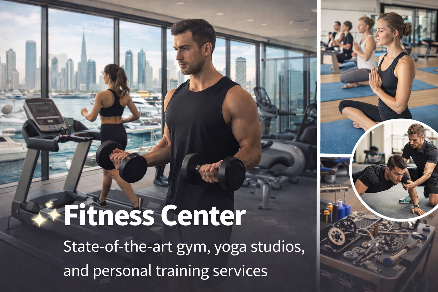 State-of-the-art fitness center with gym and yoga studios