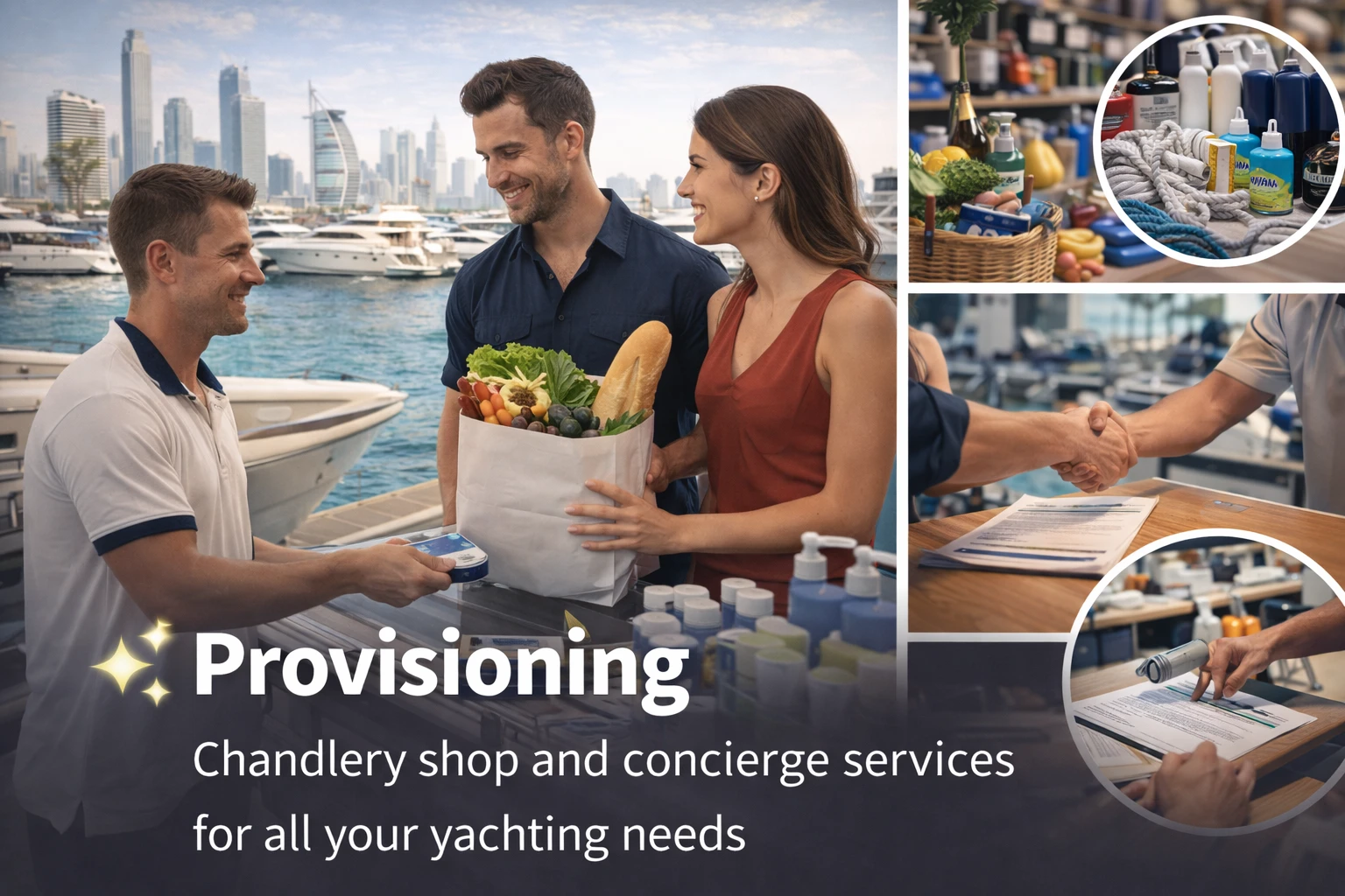 Yacht provisioning and chandlery shop with supplies