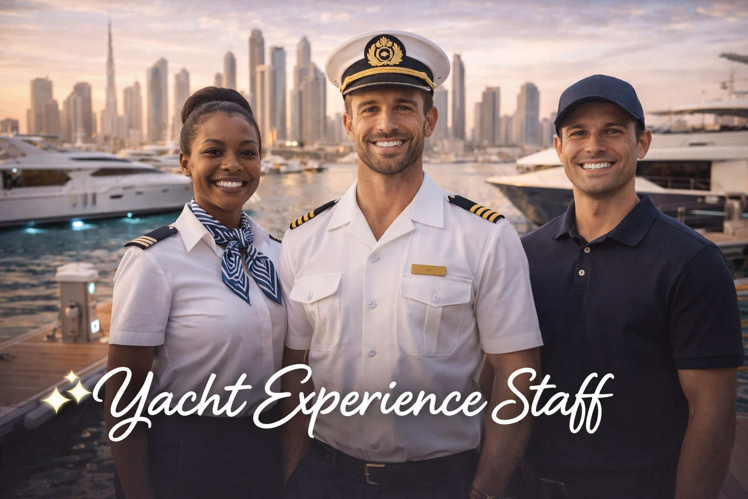Professional yacht staff providing services